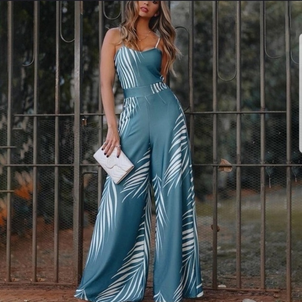 Womens Jumpsuit printed casual strap